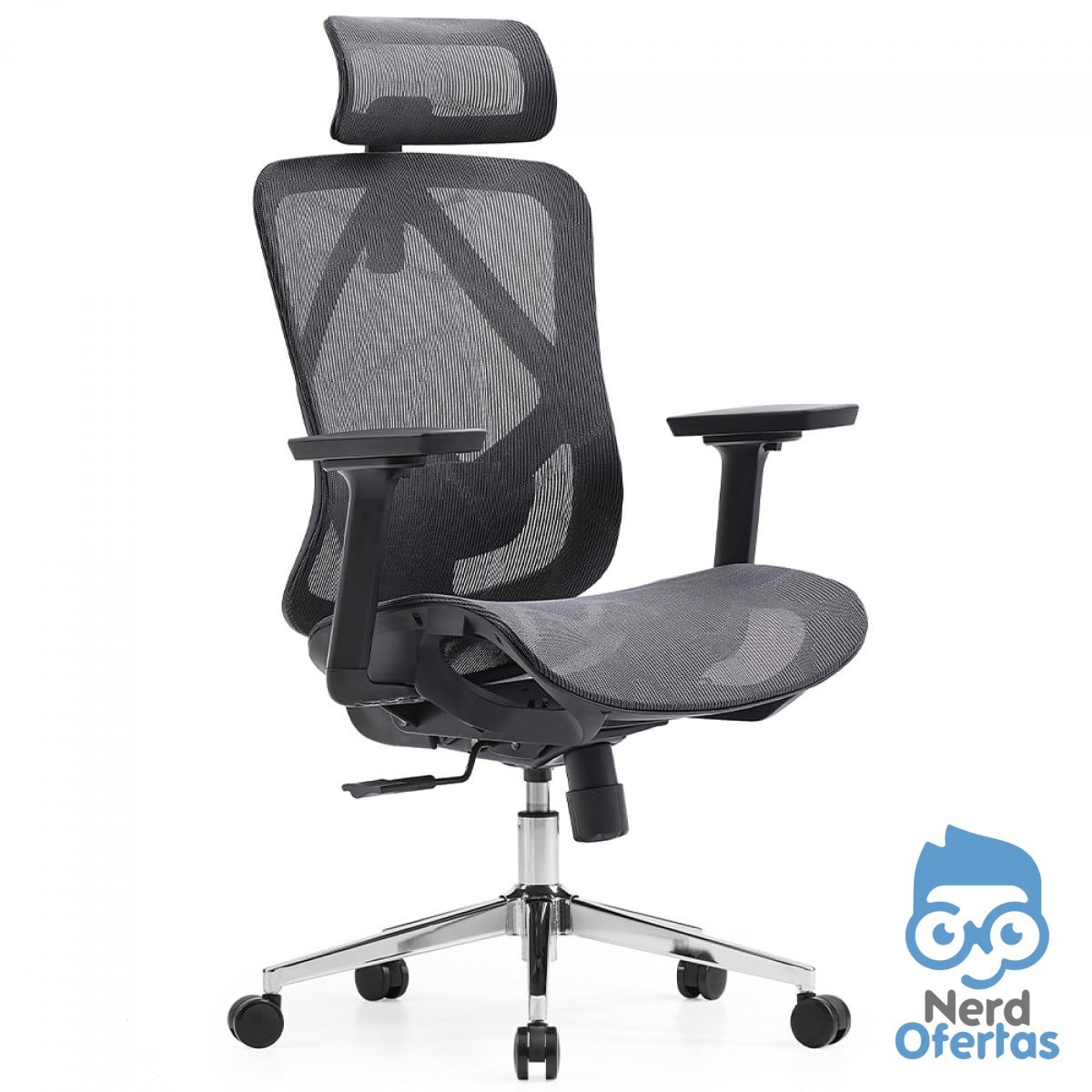 Cadeira de Escritório Dr. Office Ergo Cinza Mesh Altura Ajustável DR-CH-EGR2DBGF por R$ 479