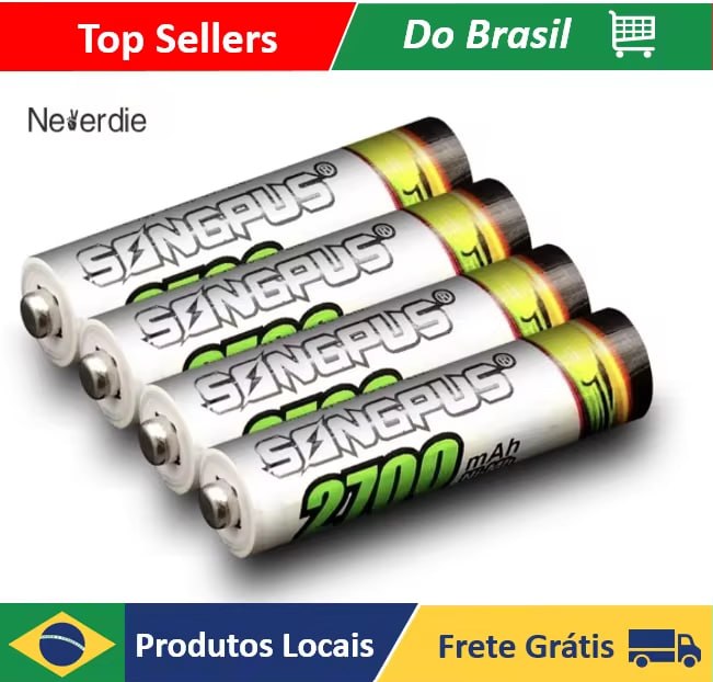 4 Pilhas Recarregáveis AAA 2.700mAh
