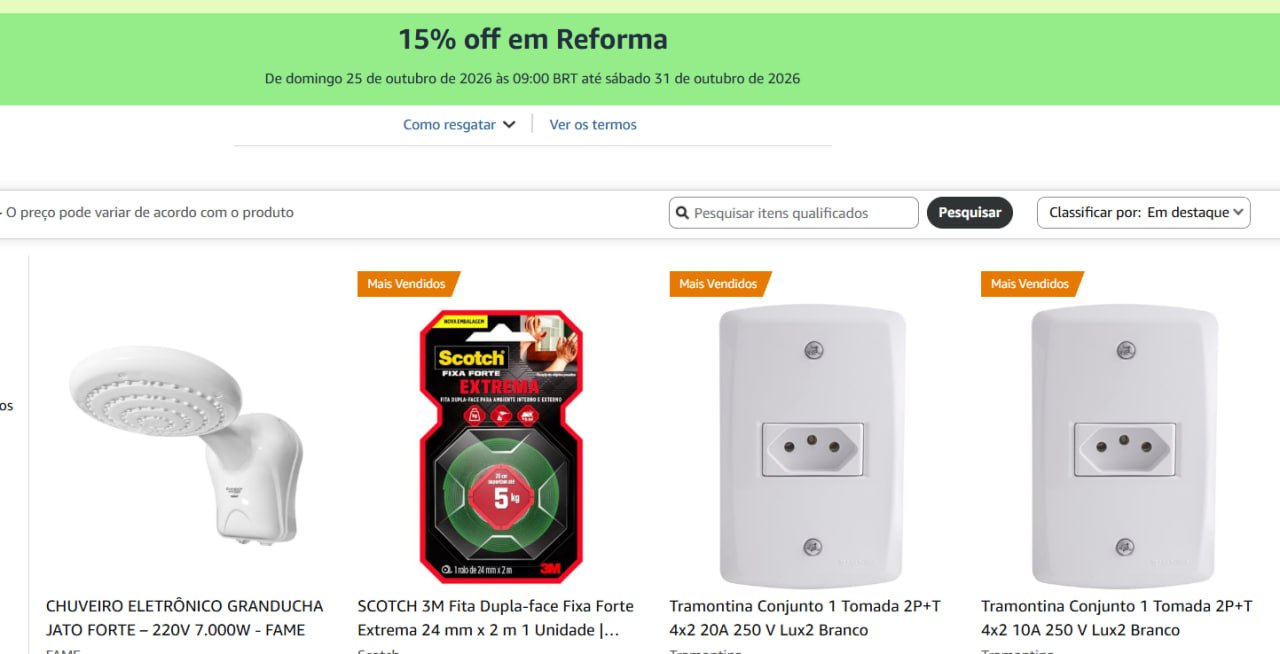 Cupons Amazon exclusivos para membros Prime: 15% e 40% de desconto