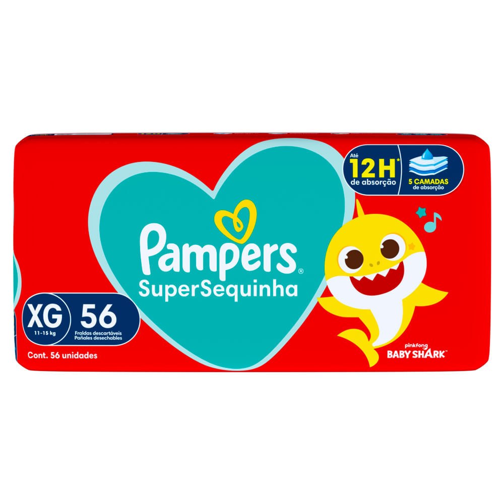 Fralda Pampers Supersequinha XG com 56 Unidades por R$55,99