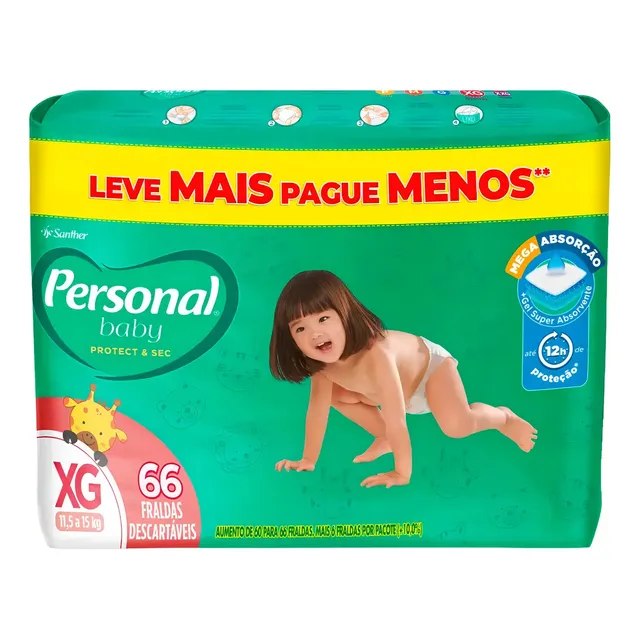 Fralda Personal Protect & Sec XG com 66 unidades por R$53,40 cada
