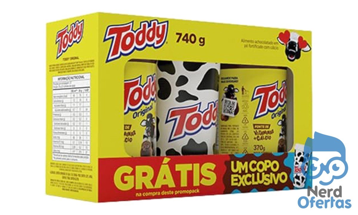 Kit 2 Achocolatados Toddy Original 740g com Copo Exclusivo por R$ 17