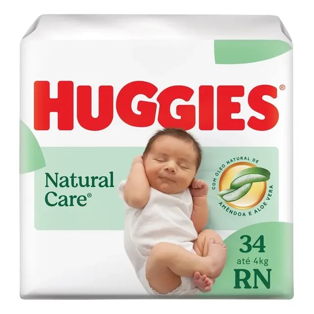 Fralda Huggies Natural Care RN com 34 Unidades
