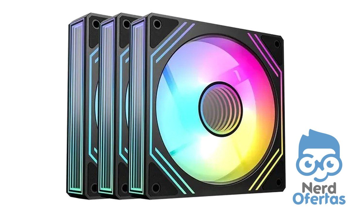 Kit Ventoinhas Acegeek Neon ARGB 3x120mm Preto por R$ 67