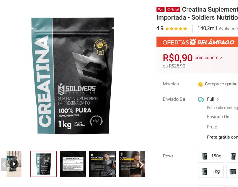 Post sem nome de produto identificável: resgate de cupom de R$25 sem valor mínimo, a R$0,90.