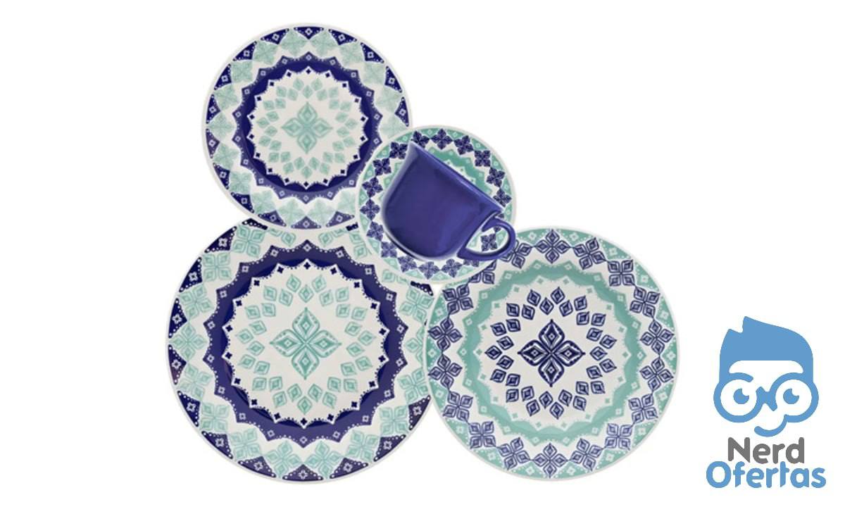 Aparelho de Jantar Oxford Cerâmica Lola 20 Peças Estampado por R$ 161