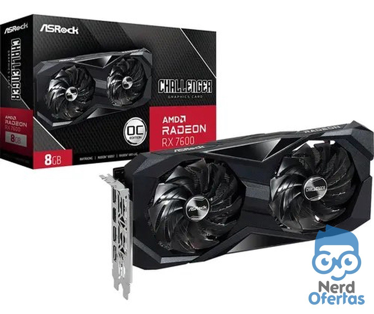 Placa de Vídeo ASRock Radeon RX 7600 8GB Challenger OC por R$ 1.925 em 10x sem juros