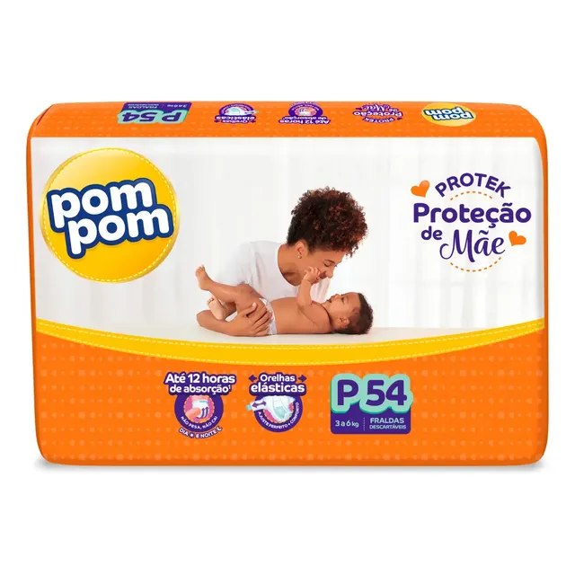 Fralda Pom Pom Protek P com 54 Unidades