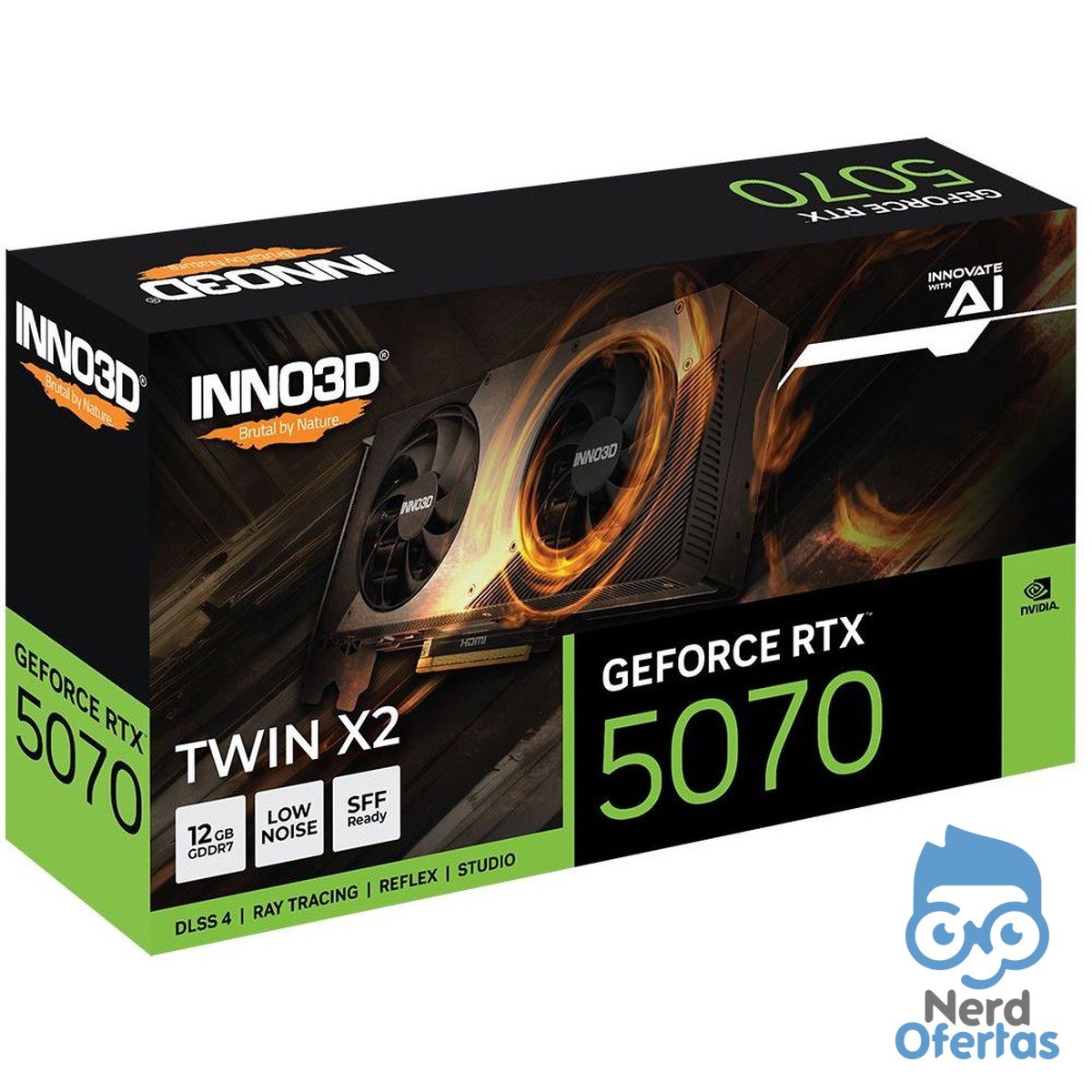 Placa de Vídeo NVIDIA GeForce INNO3D RTX 5070 12GB TWIN X2 GDDR7 por R$ 5.218
