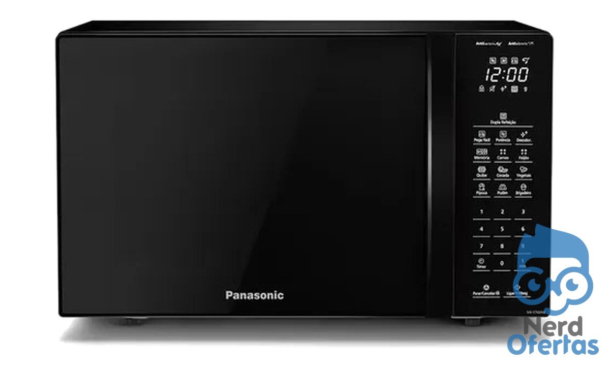 Microondas Panasonic Dupla Refeição 34L Black Glass NN-ST66NBRU por R$ 584