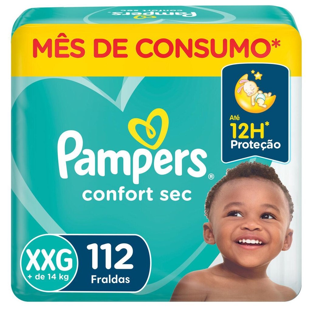 Fralda Pampers Confort Sec XXG com 112 Unidades por R$113,91