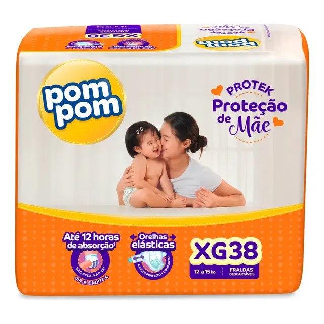 Fralda Pom Pom Proteção de Mãe XG com 38 unidades