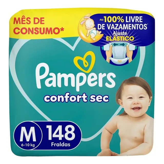 Fralda Pampers Confort Sec M com 148 Unidades por R$138,13