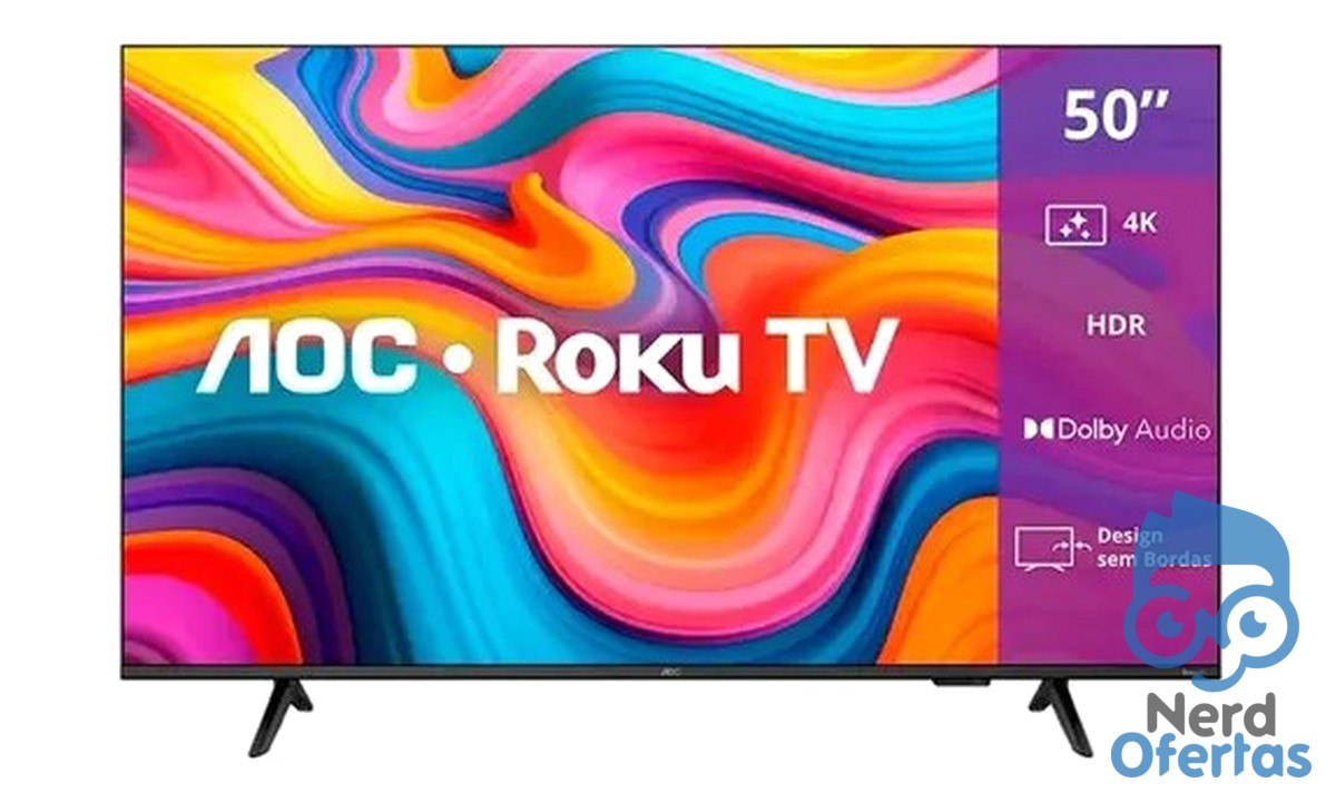 Smart TV AOC 50" Roku 4K UHD Wi-Fi Dolby Audio 50U7066 por R$ 1.756