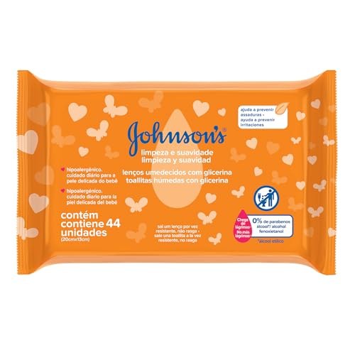 Lenços Umedecidos Johnson's Baby Limpeza e Suavidade 44 Unidades por R$8,46