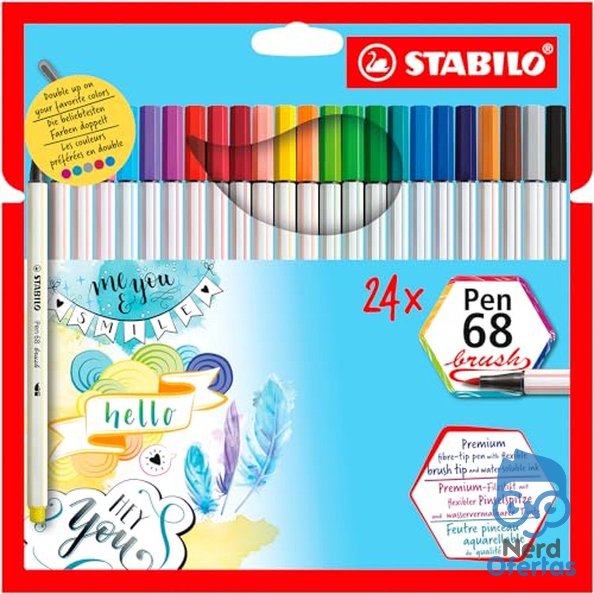 STABILO Pen 68 Brush Caneta Brush Premium Estojo com 24 Unidades em 24 Cores por R$ 142