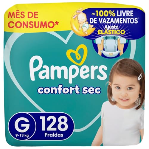 Fralda Pampers Confort Sec G com 128 Unidades por R$145,67