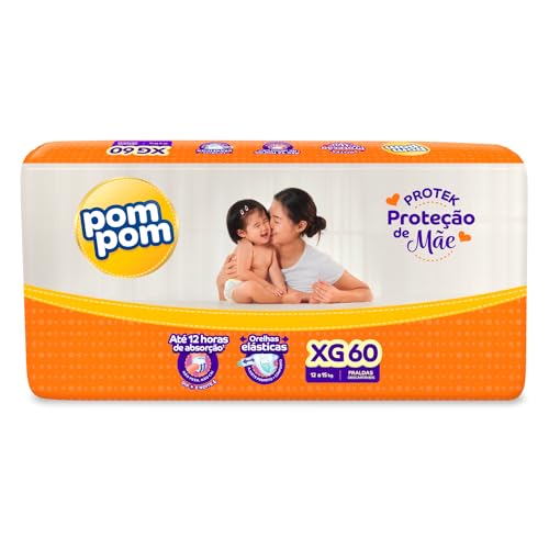 Fralda Pom Pom Protek Proteção de Mãe Hiper XG com 60 Unidades por R$58,38
