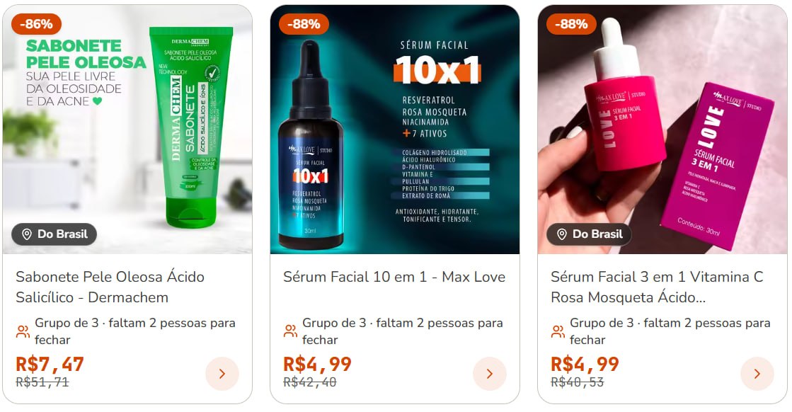 Sérum Facial 3 em 1 por R$ 4,99