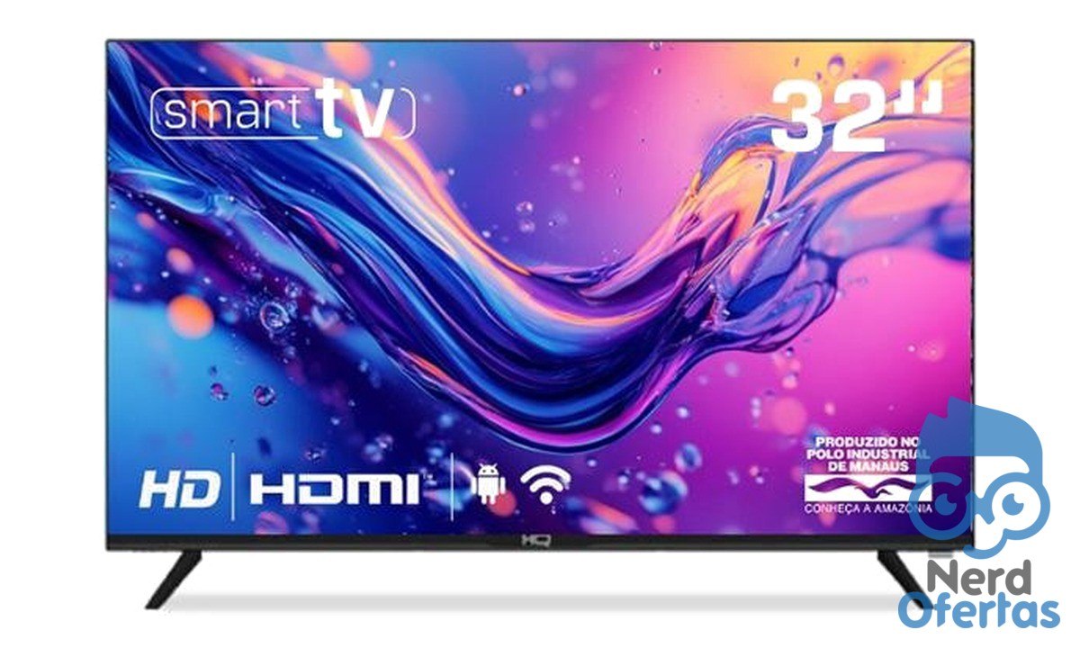 Smart TV HQ 32" HD tela sem Bordas Android Design Slim HQS32NKHM por R$ 670