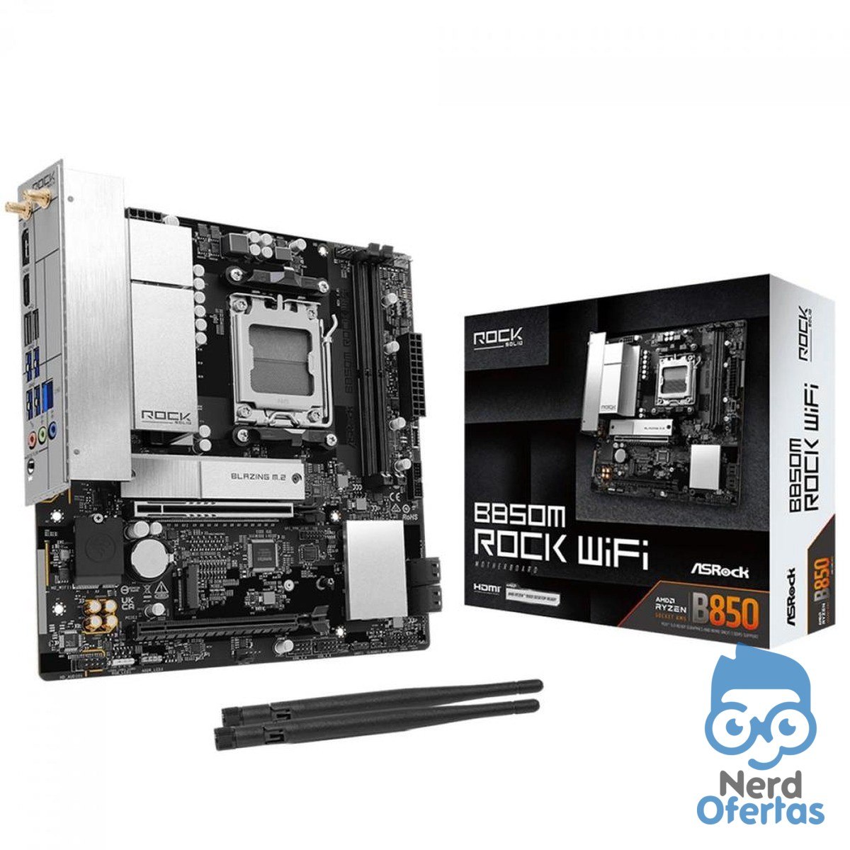 Placa Mãe ASRock B850M Rock WiFi, Chipset B850, AMD AM5, mATX, DDR5 por R$ 855