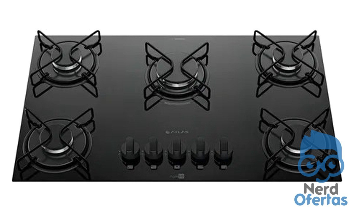 Cooktop 5 Bocas a Gás Atlas Agile Up Mega Chama Preto por R$ 285
