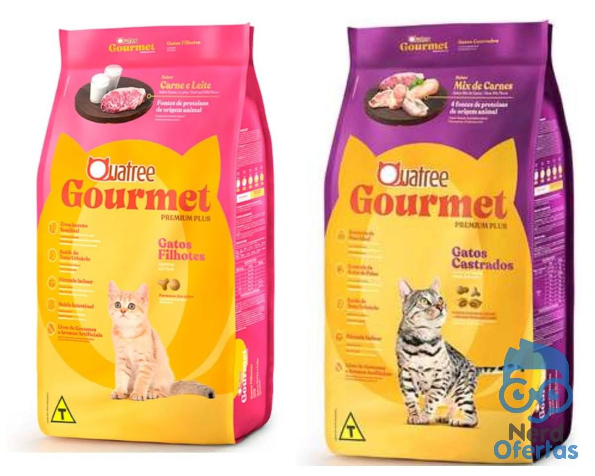 Ração Quatree Gourmet para gatos filhotes e castrados 1kg com preço zero