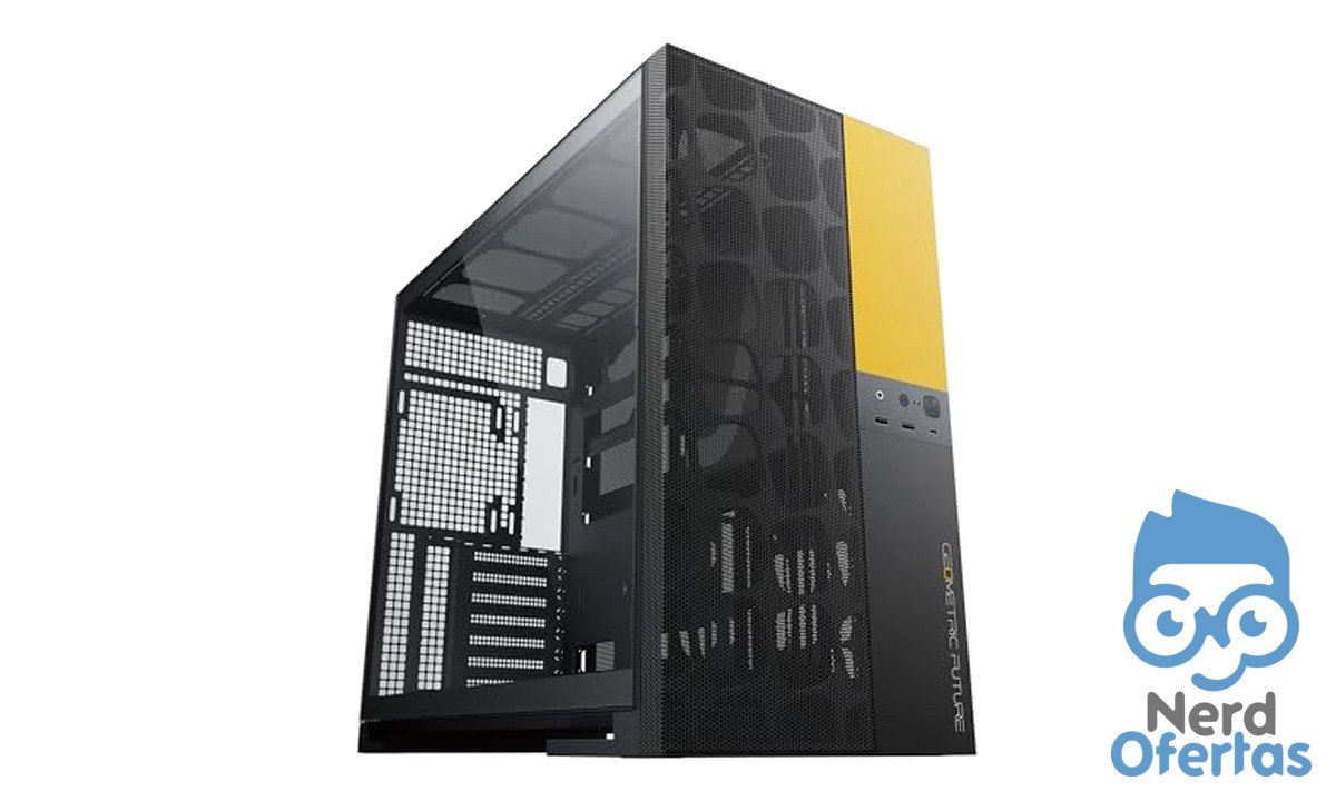 Gabinete Gamer Geometric Future Model 5 Vent Preto e Amarelo Sem Fans GEO-M5V-BY por R$ 402