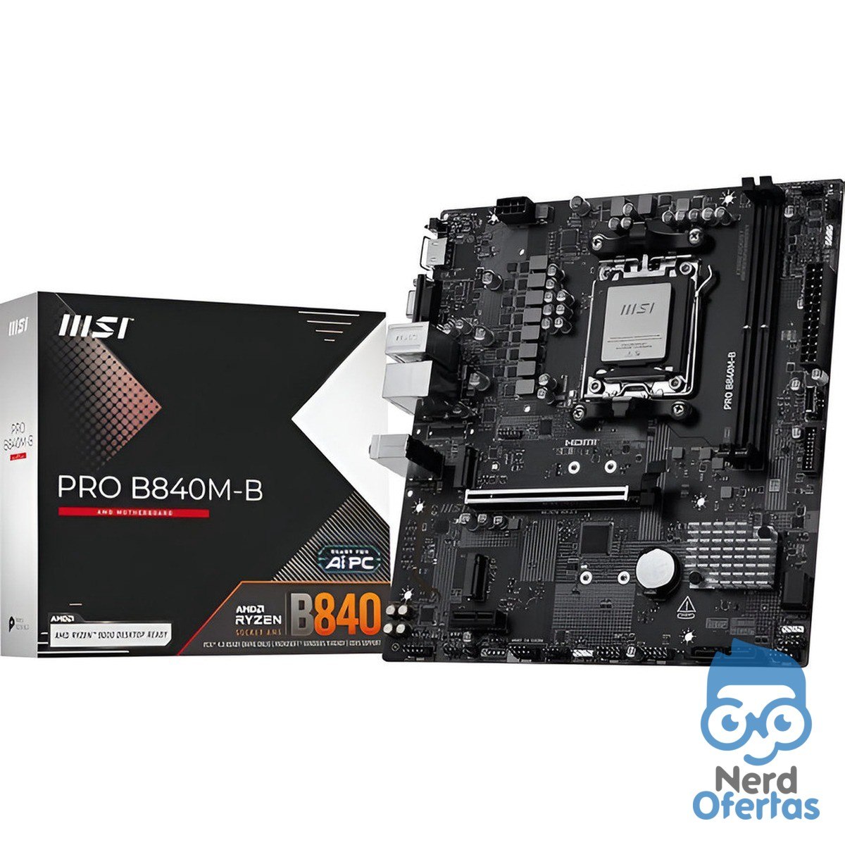 Placa-Mãe MSI PRO B840M-B AM5 para Ryzen, DDR5, M.2 NVMe, HDMI e VGA por R$ 470