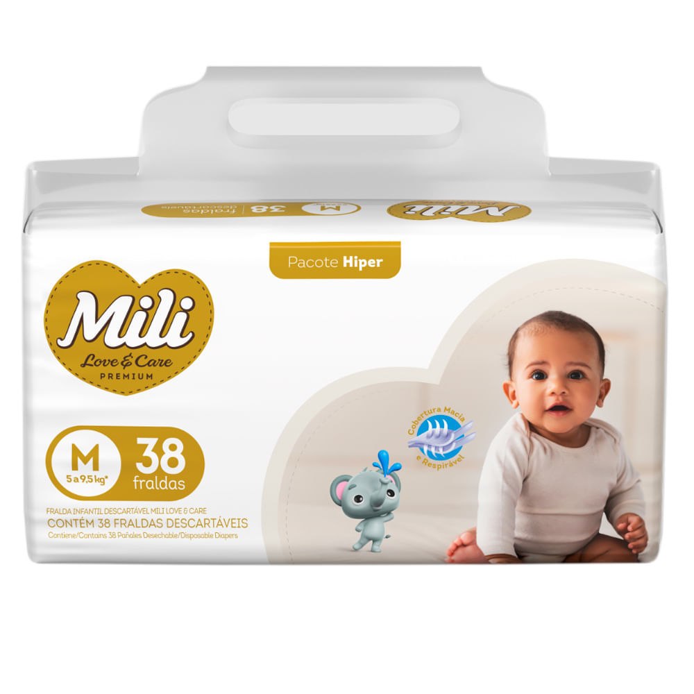 Fralda Mili Love e Care Premium M com 38 Unidades por R$31,99