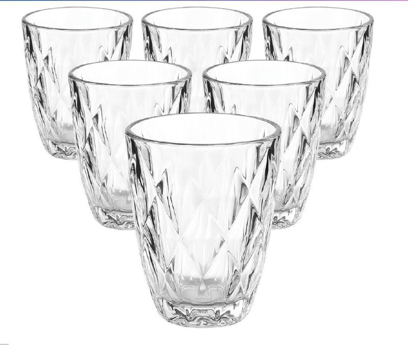 Jogo 6 Copos Baixos Diamond 300ml Vidro Grosso Diamante Luxo por R$ 19