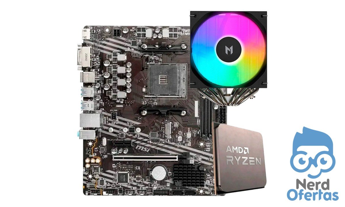 Placa-Mãe MSI B550M-A PRO + Ryzen 7 5700X + Air Cooler MACH1 WIND por R$ 1.379