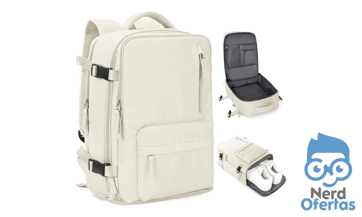 Mochila coowoz de viagem esportiva unissex para notebook, bagagem de cabine, bege, Large