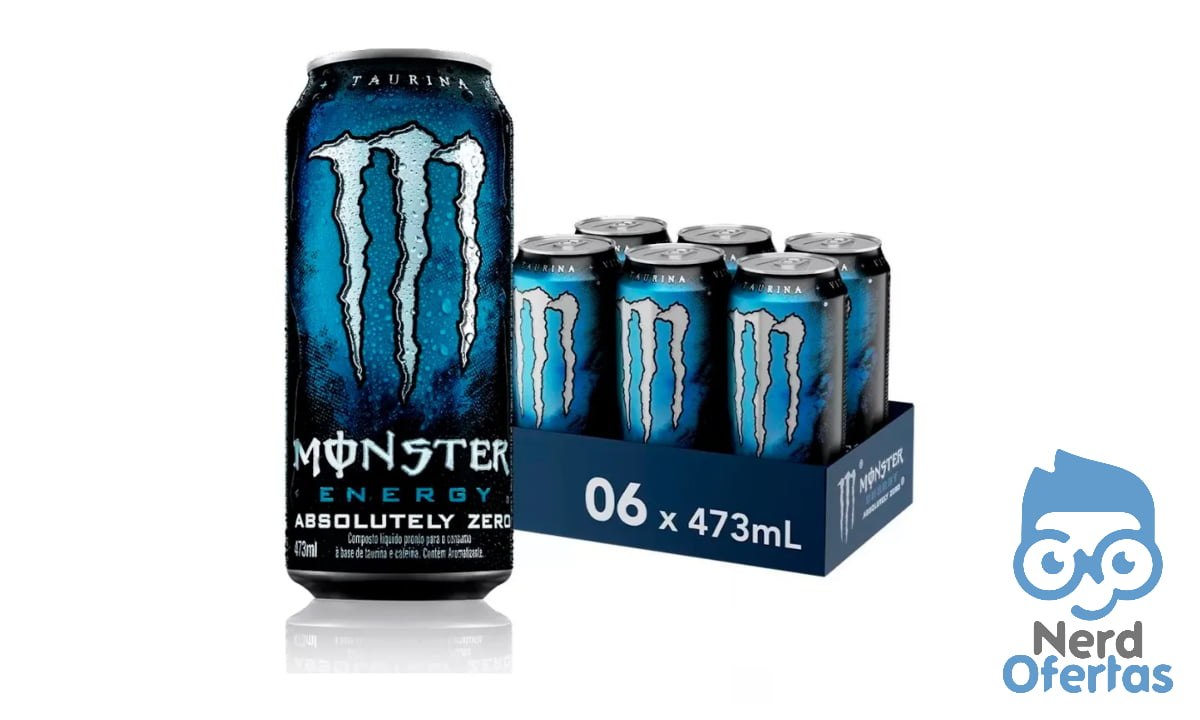 Kit com 6 Energéticos Monster Absolutely Zero Lata 473ml por R$ 49,69