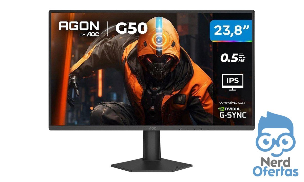 Monitor Gamer AOC 23,8" Full HD 144Hz IPS 0,5ms G-Sync por R$ 516
