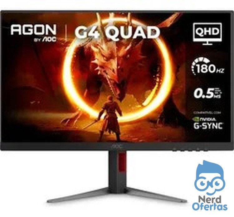 Monitor Gamer AOC Agon Quad 27" QHD 180Hz 0,5ms IPS HDR10 Q27G4F Preto por R$ 1.045