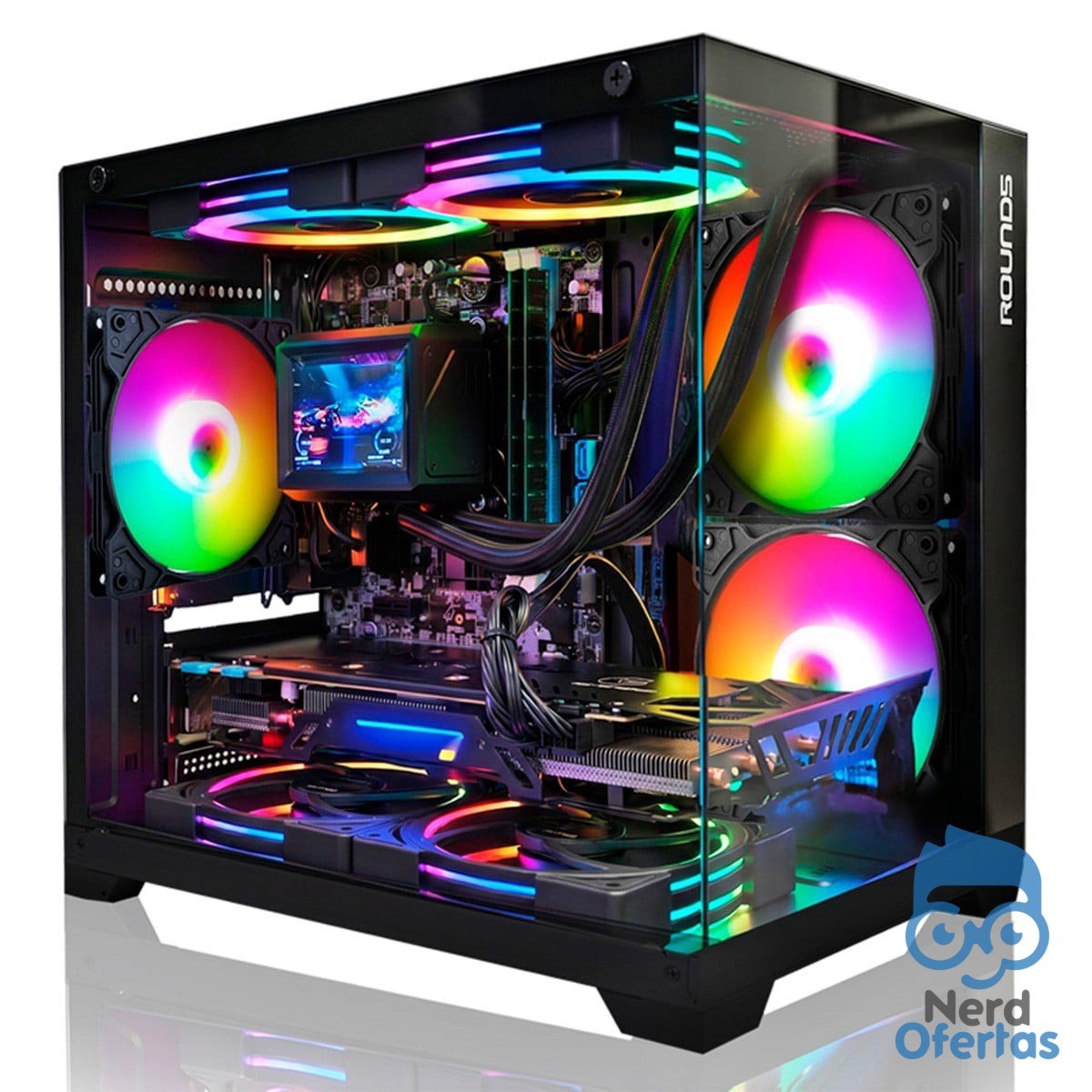 Gabinete Gamer Round5 Stinger Black Aquário Mini Tower Vidro Temperado mATX 3 Fans R$ 165