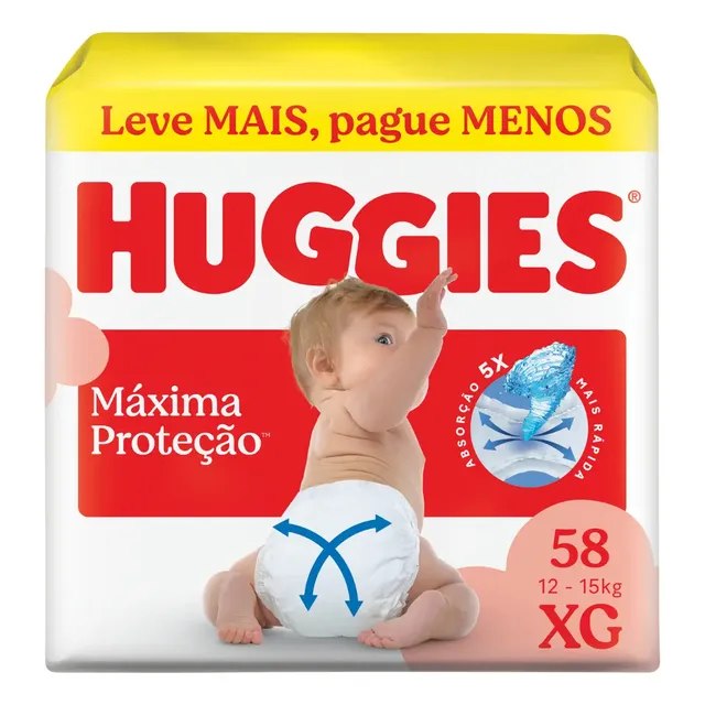 Fralda Huggies Supreme Care XG com 58 unidades por R$59,99