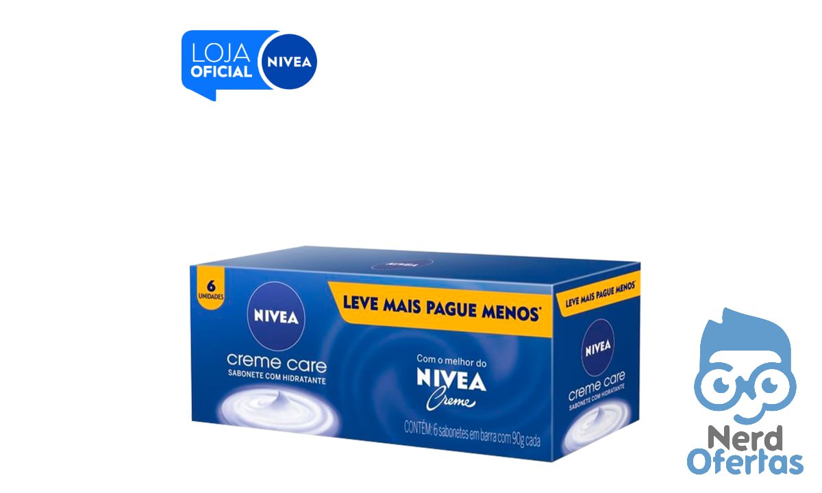 Kit NIVEA Sabonete em Barra Creme Care 90g com 6 unidades por R$ 1