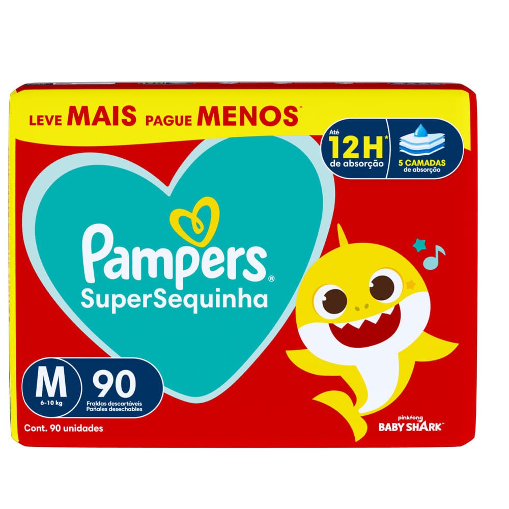 Fralda Pampers Supersequinha M com 90 Unidades
