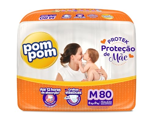 Fralda Pom Pom Protek Proteção de Mãe M com 80 Unidades por R$56,75