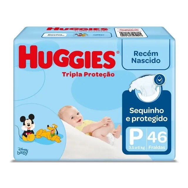 Fraldas Huggies Tripla Proteção P com 46 unidades