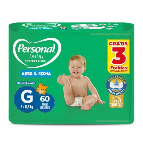 Fralda Personal Baby Protect&Sec G com 60 Unidades por R$51,05