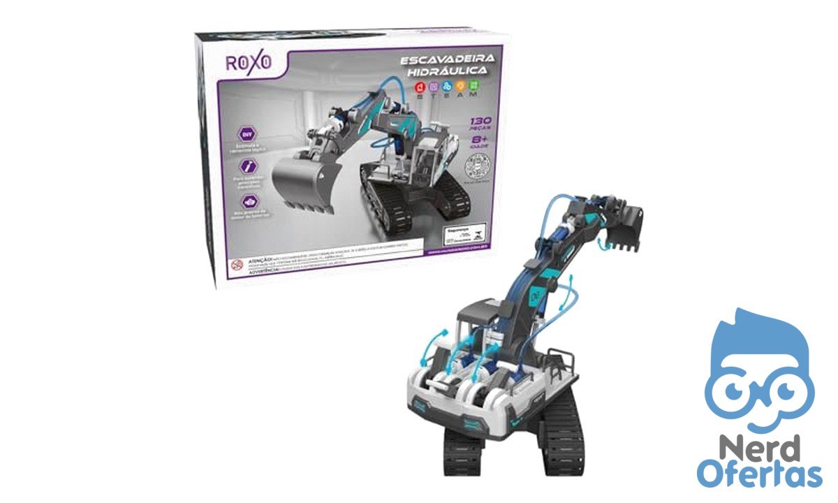 Brinquedo DIY Escavadeira Hidráulica Kit com 130 Peças por R$ 66