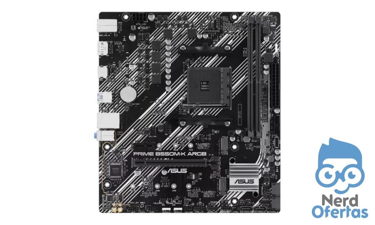 Placa-Mãe Asus Prime B550M-K ARGB AMD AM4 Micro ATX por R$ 524