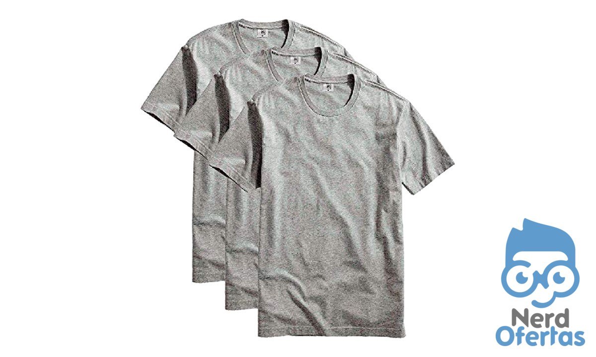 Kit com 3 Camisetas Masculina Básica Algodão Premium