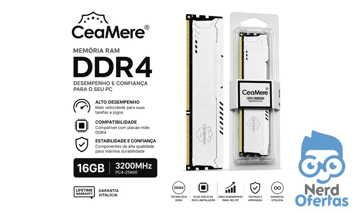 Memória RAM DDR4 CeaMere 16GB 3200MHz para Desktop