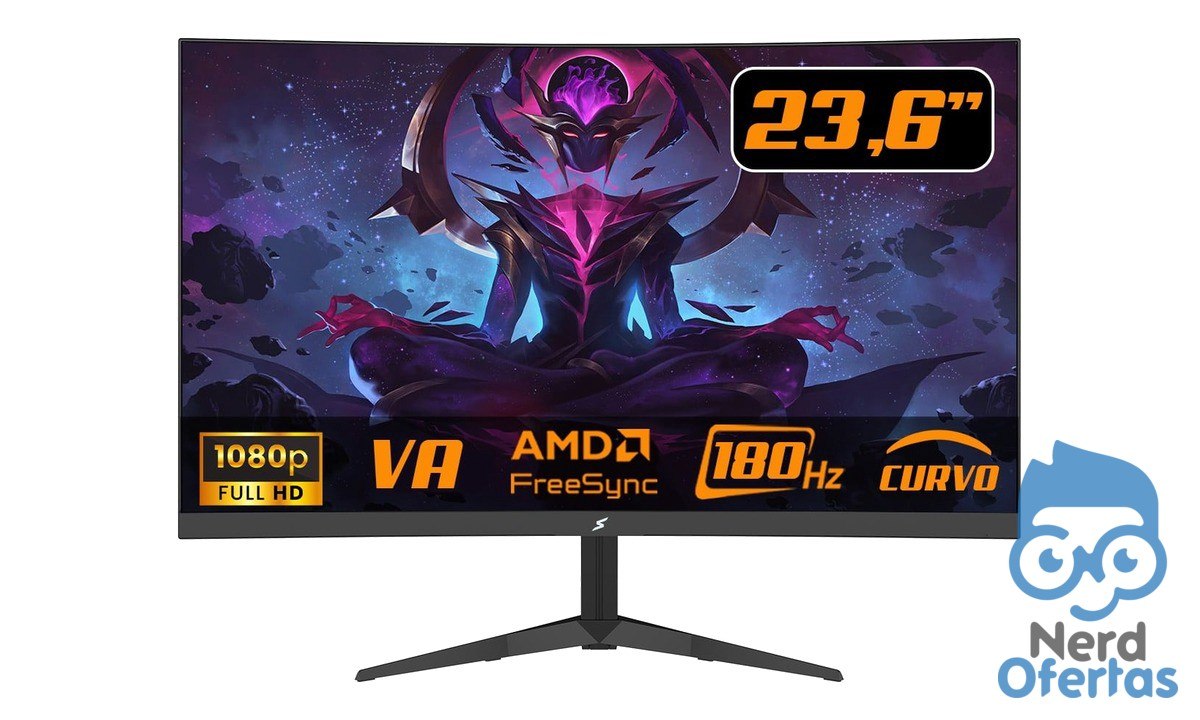 Monitor Gamer SuperFrame Precision Ultra V4 23.6" Curvo Full HD 180Hz por R$ 479