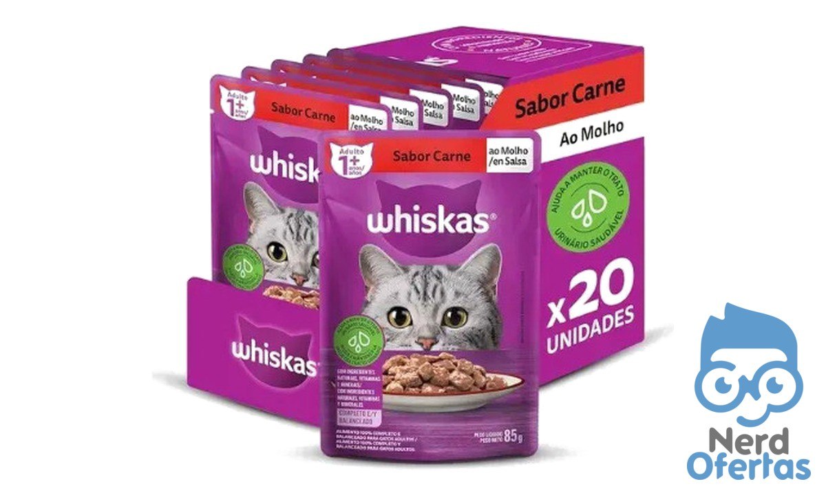 Whiskas Sachê 85g 16 Unid +4 Grátis Leve 20 por R$ 27