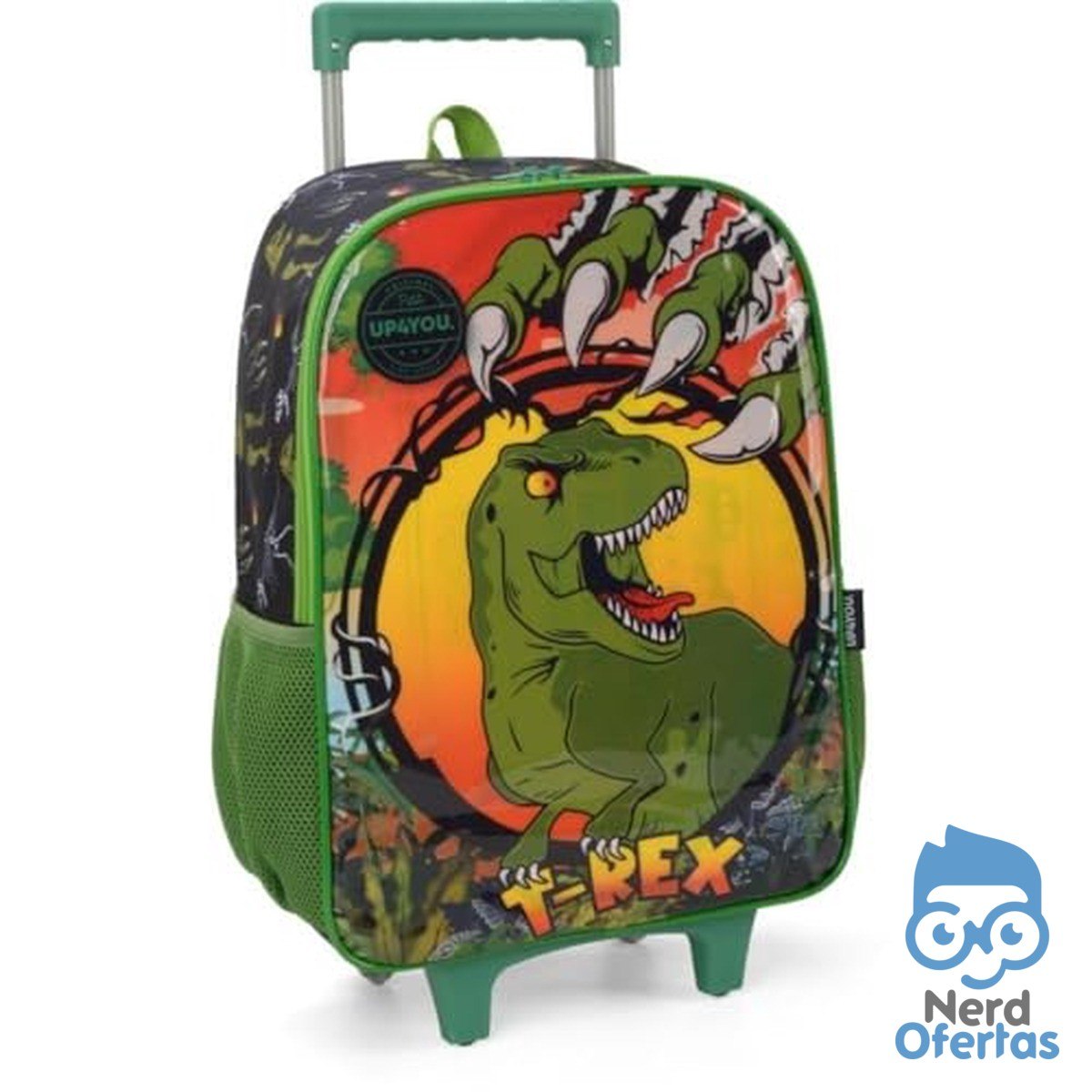 Mochila Escolar Infantil com Rodinha Up4you Dinossauro Grande Preta Luxcel por R$ 78